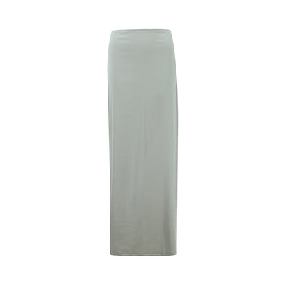 Slim-Fit Solid Color Asymmetrical Skirt