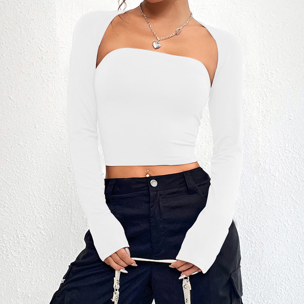 Long Sleeves Crop-Top Casual Yoga Top (7524754423896)