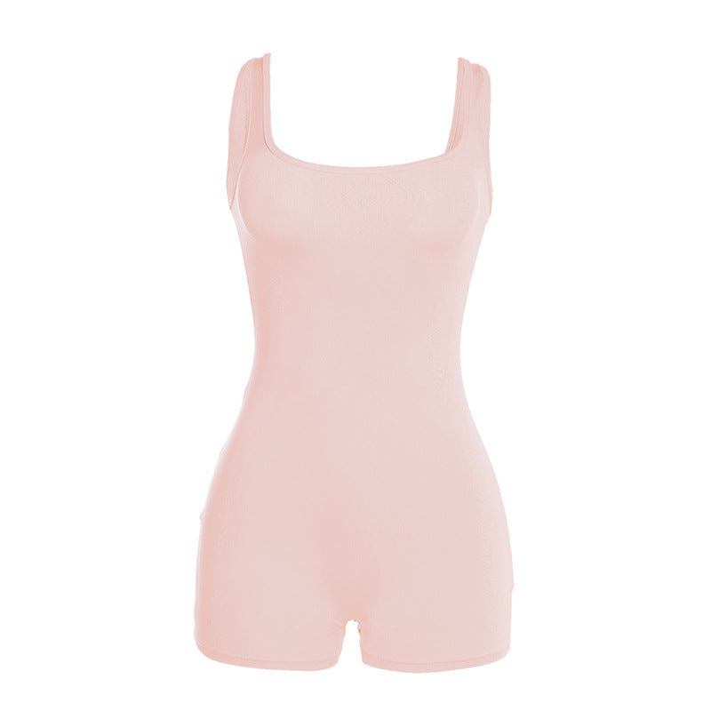 Slim-Fit Backless Off-The-Neck Sheath Romper Leotard