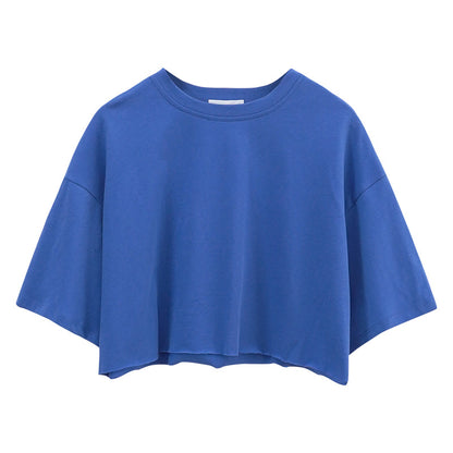 Cotton Solid Color Crop-Top