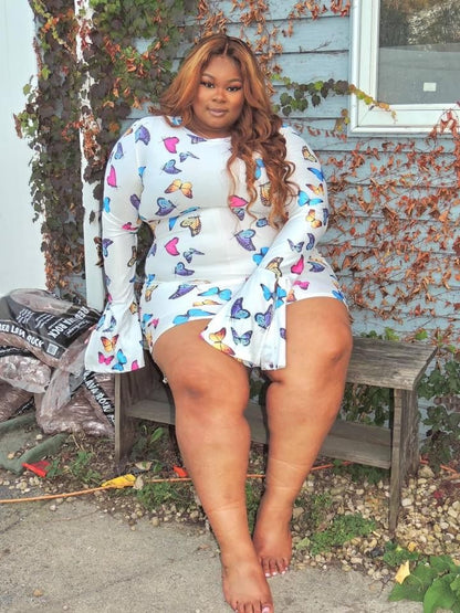Plus-Size Butterfly Print Sheath Dress
