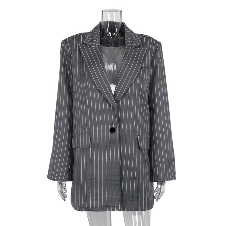Pinstripe Blazer & Skirt Set (7524279943256)