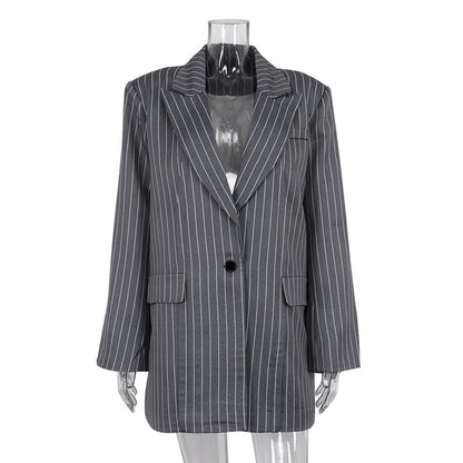Pinstripe Blazer & Skirt Set (7524279943256)