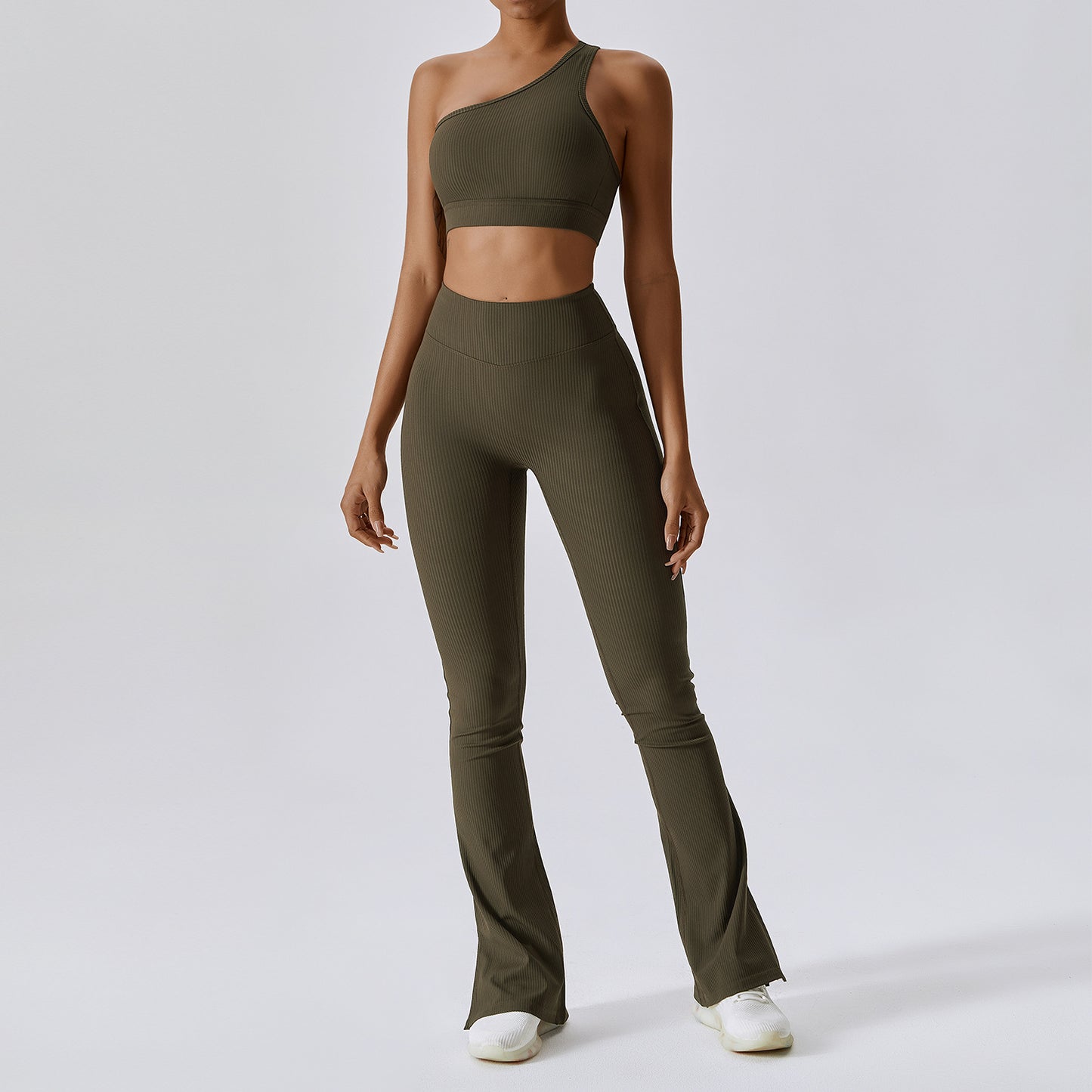 One-Shoulder Slightly-Flared Wide-Leg Pilates Set (7520614711384)
