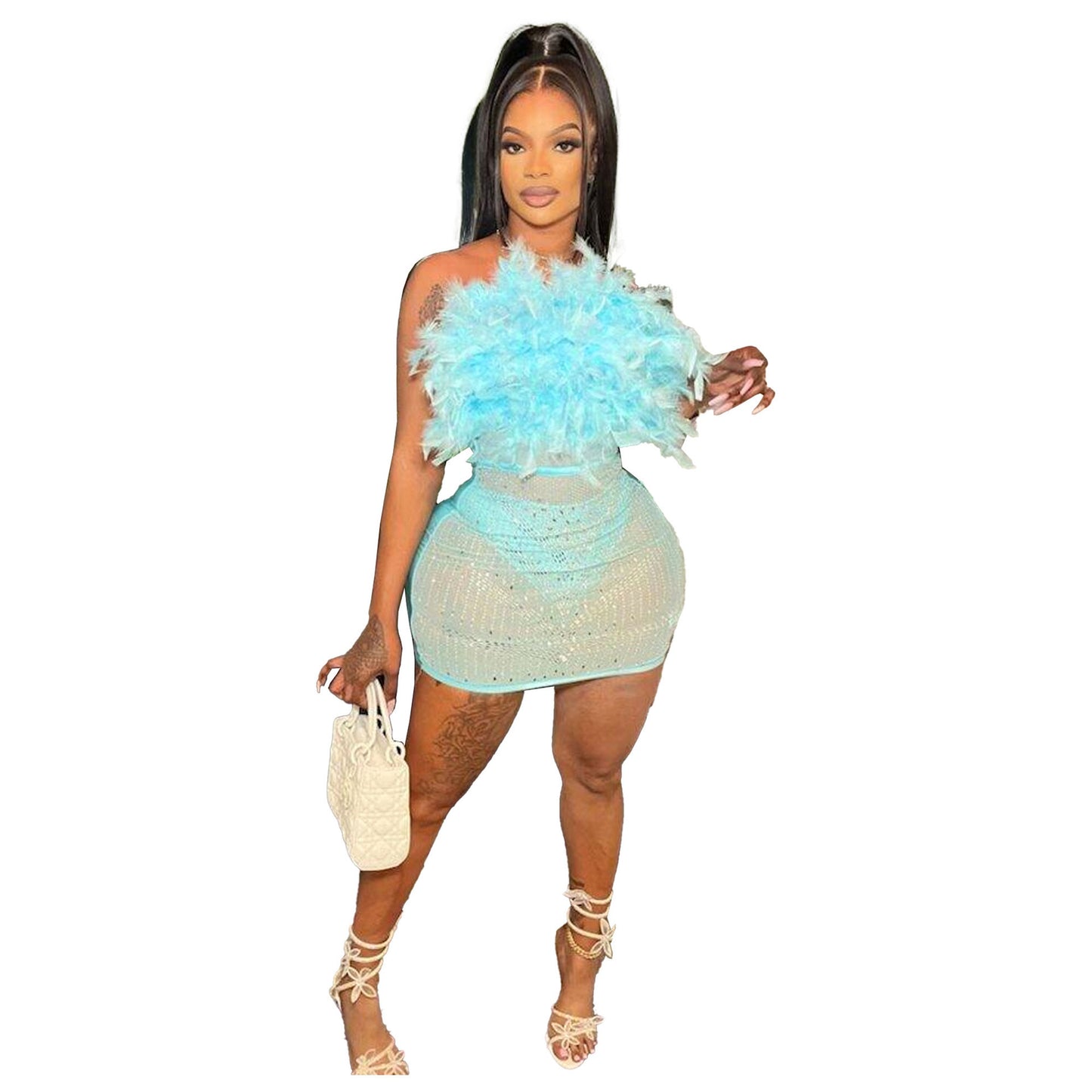Slim Feather Sleeveless - Tube-Top Hip Dress (7517936386136)