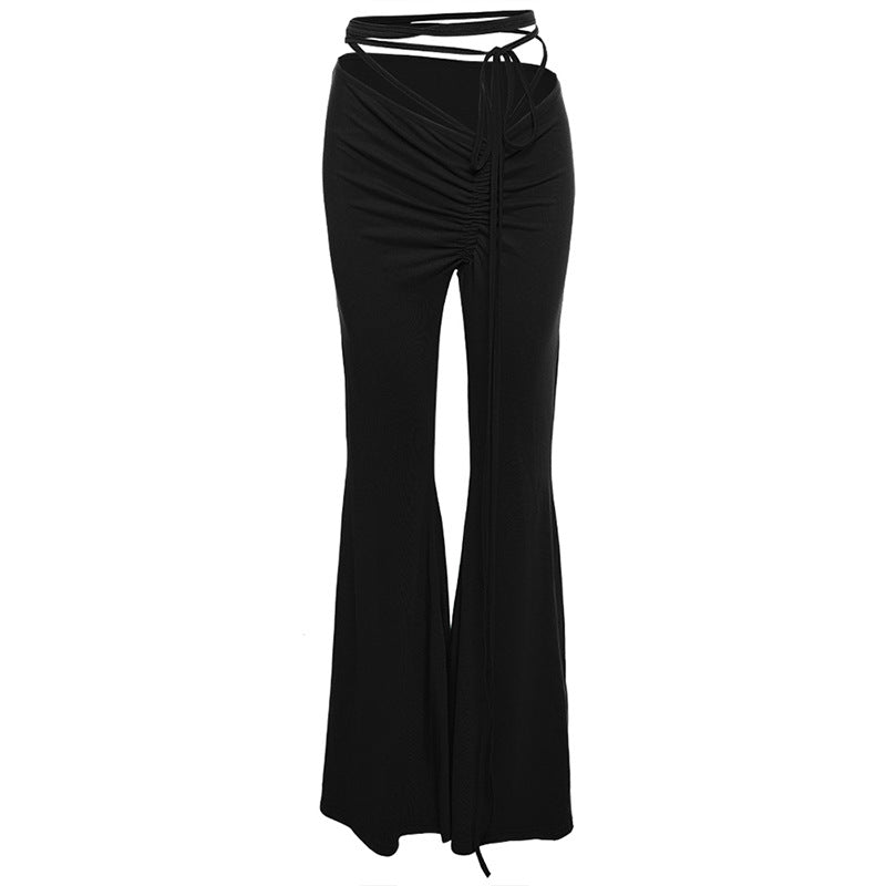 Spandex Low-Waist Lace Stretchy Pleated Pants (7524749475928)