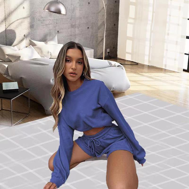 Solid Color Loose-Fitting - Long Sleeves Sweatshirt Set (7517823664216)