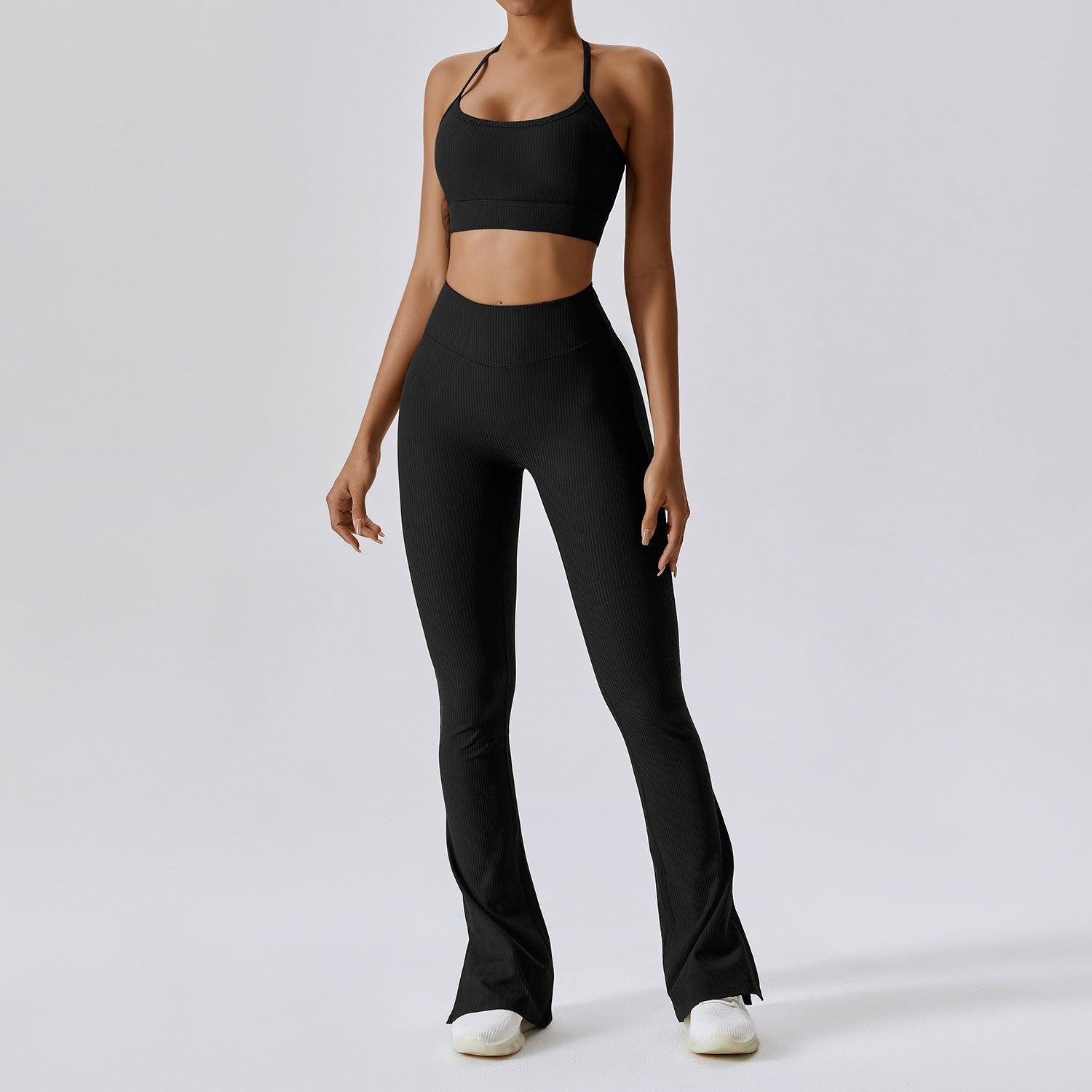 One-Shoulder Slightly-Flared Wide-Leg Pilates Set (7520614711384)