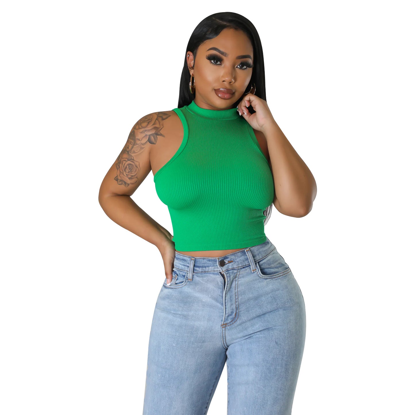 Solid Color Vest Crop-Top