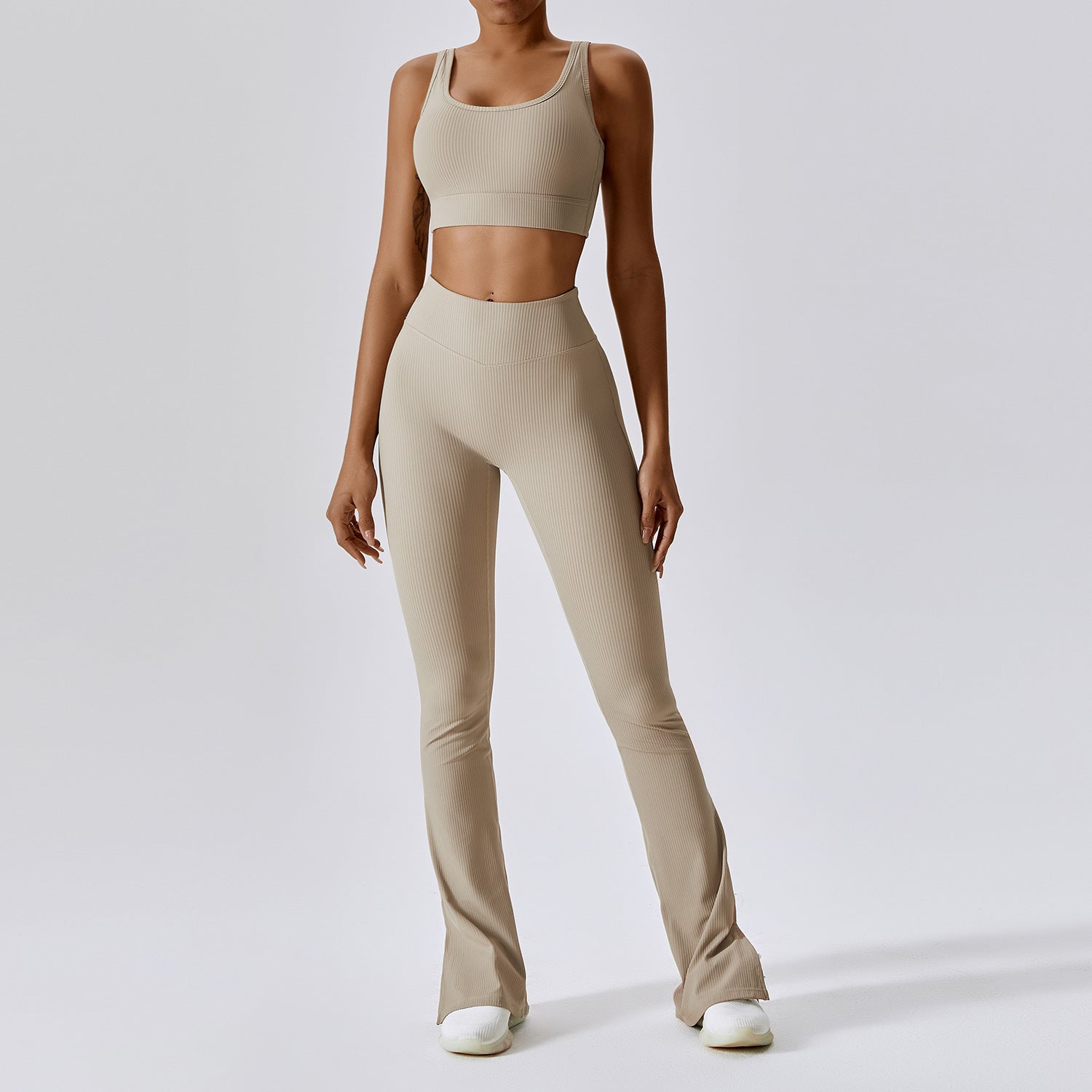 One-Shoulder Slightly-Flared Wide-Leg Pilates Set (7520614711384)