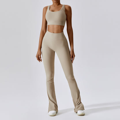 One-Shoulder Slightly-Flared Wide-Leg Pilates Set (7520614711384)