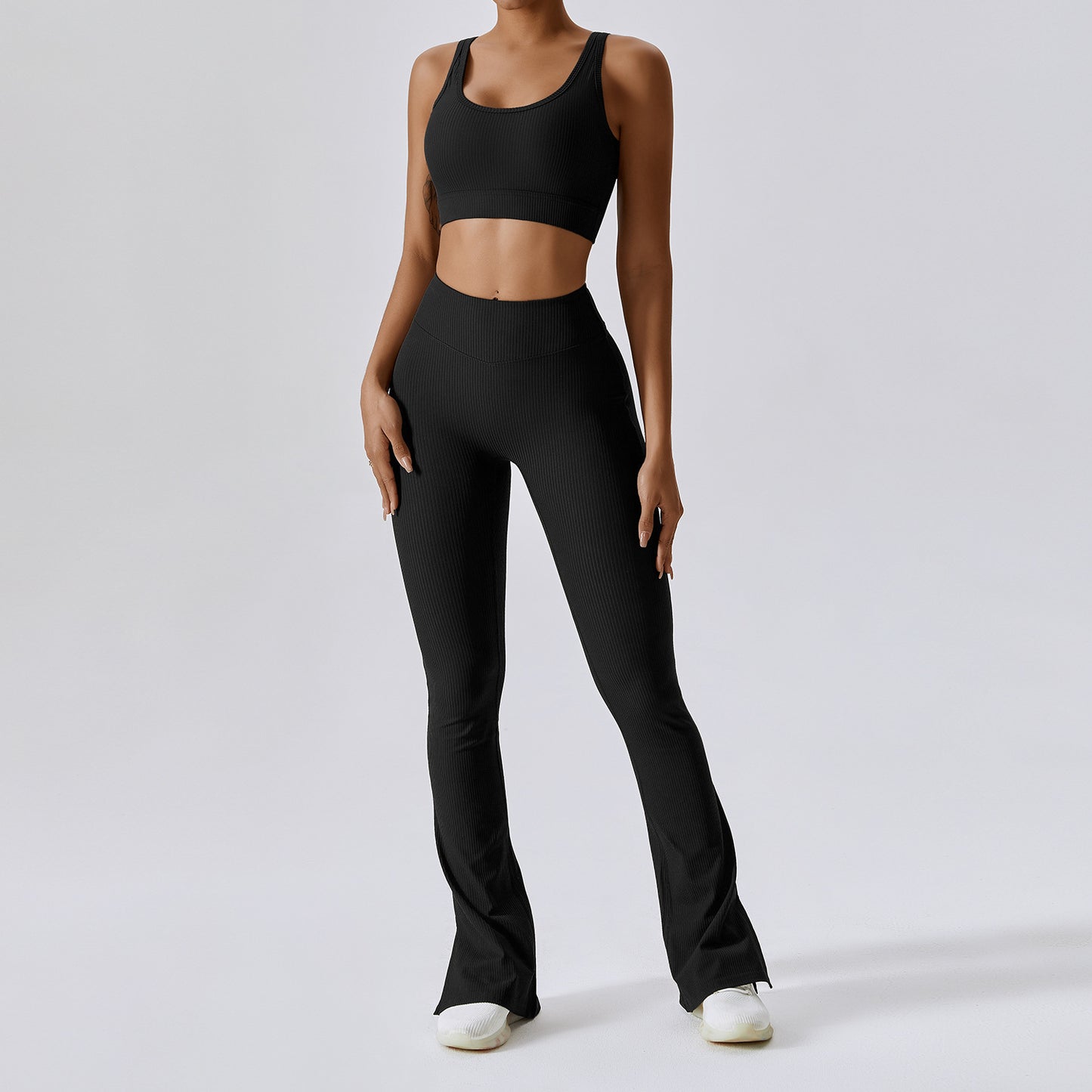 One-Shoulder Slightly-Flared Wide-Leg Pilates Set (7520614711384)