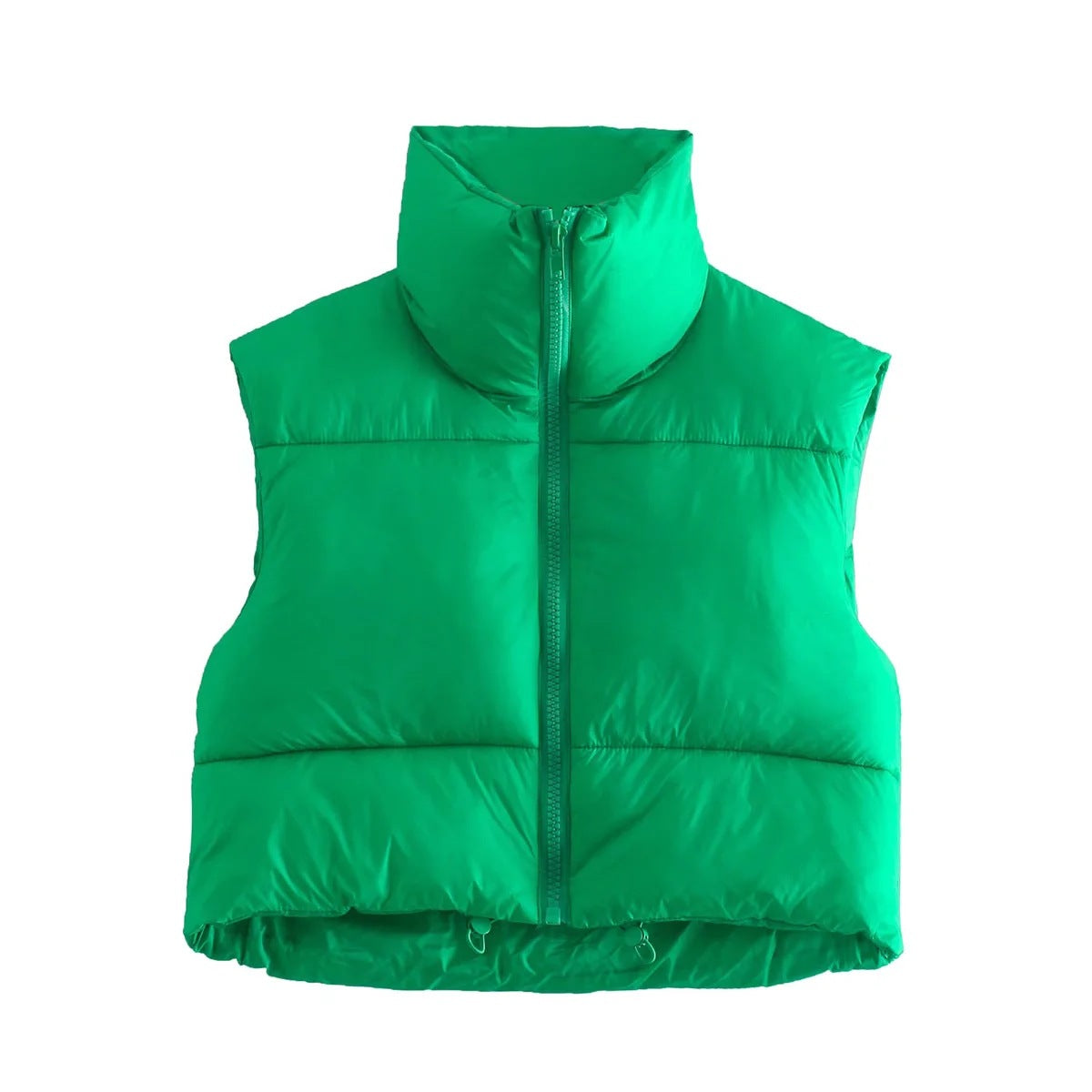 Sleeveless Zipped Stand Collar - Cotton Padded Vest (7516615704664)