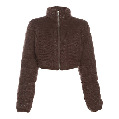 Turtleneck Slim-Fit Cotton Padded Jacket & Skirt Set (7524290461784)