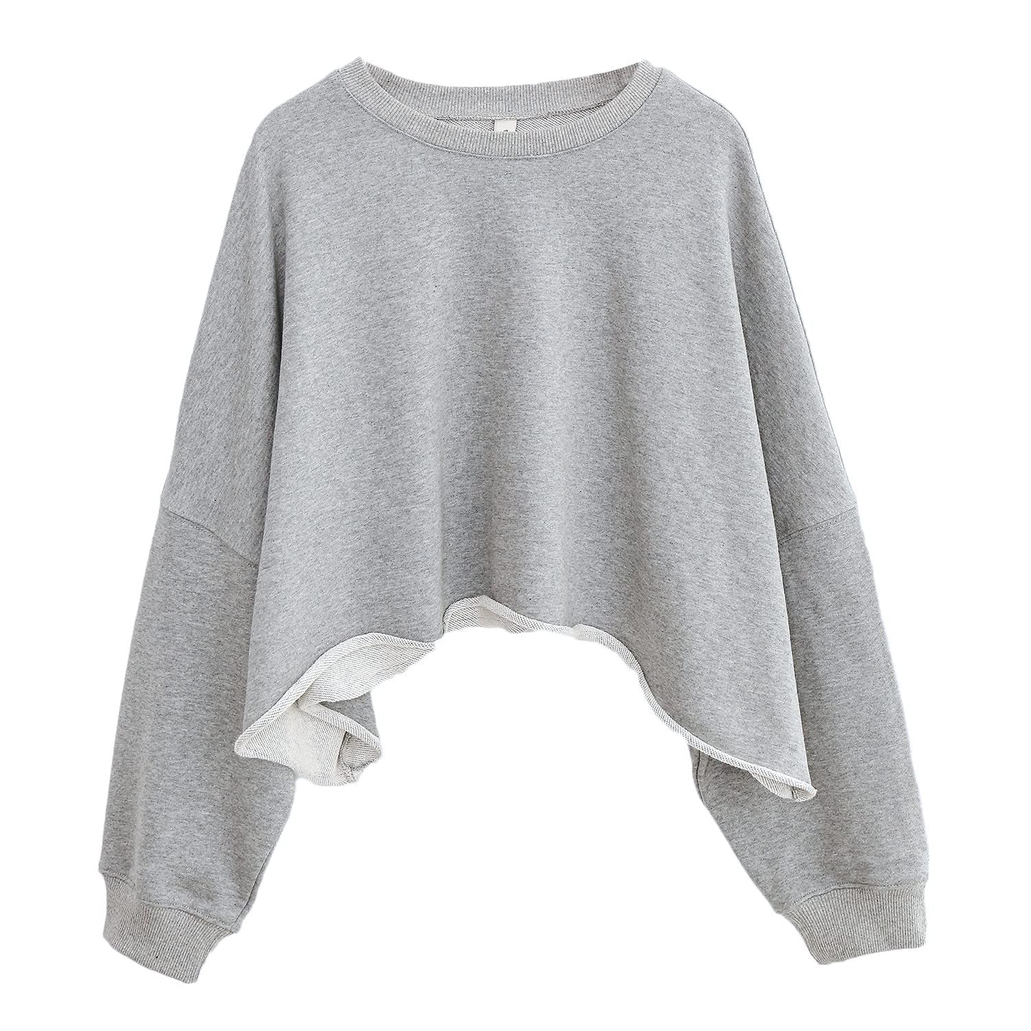 Cropped Slimming Crop-Top Sweater - Loose-Fitting (7517806493784)