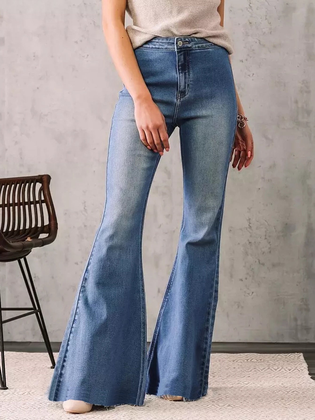 Slim-Fit Stretch Flared Denim Jeans Pants
