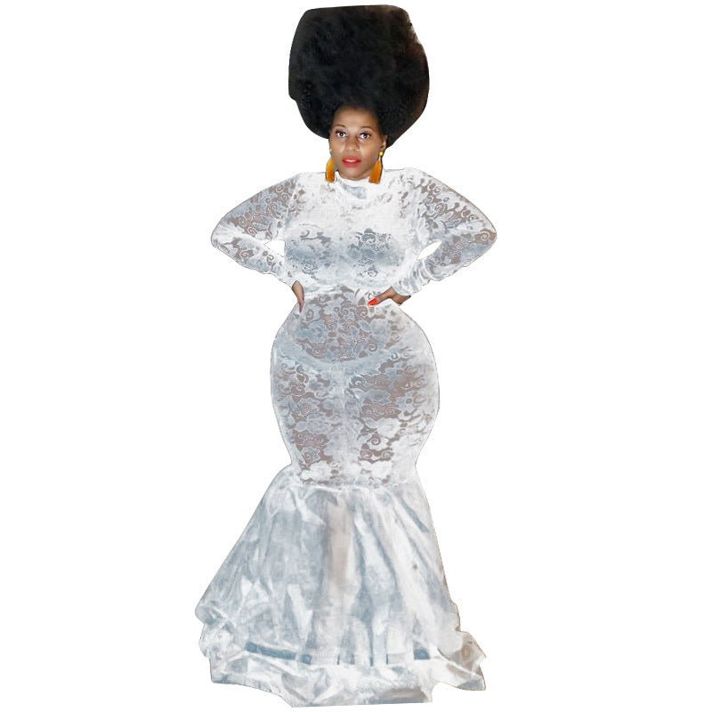 Plus-Size Lace Frill Dress