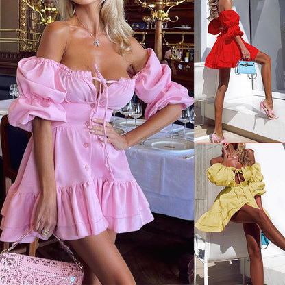 Solid Color Long Sleeves Mini Dress
