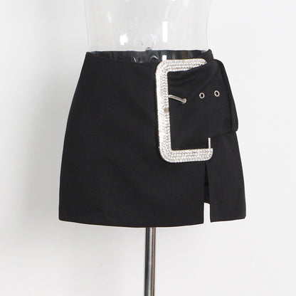 Drill Buckle Split Skirt