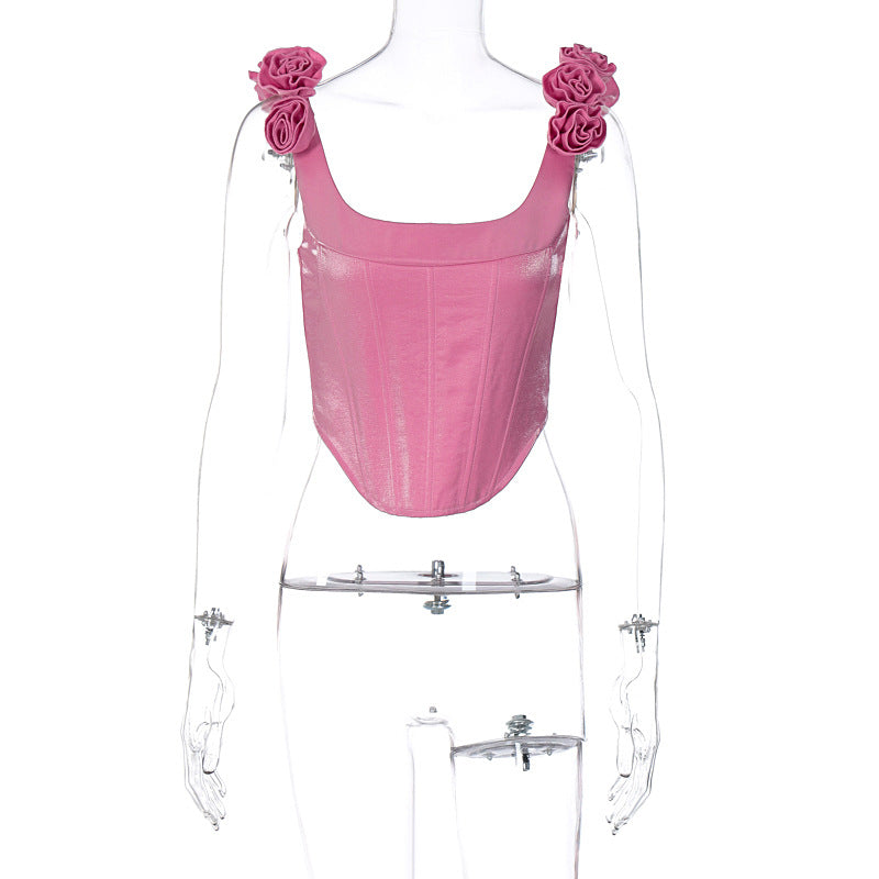 Square Collar Corset Slim-Fit Spaghetti Straps Top