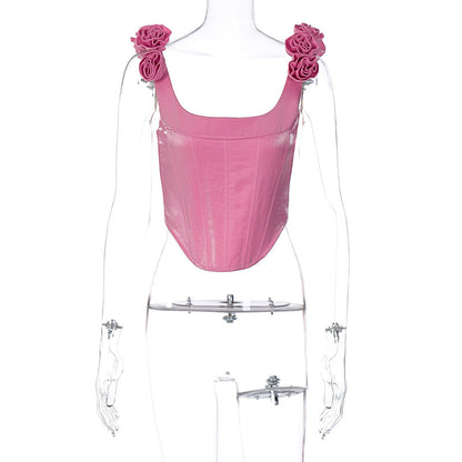 Square Collar Corset Slim-Fit Spaghetti Straps Top