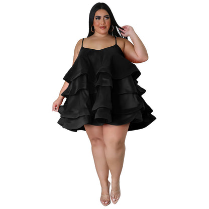 Sleeveless Ruffled Adjustable Shoulder Straps - Dress (7516663218264)