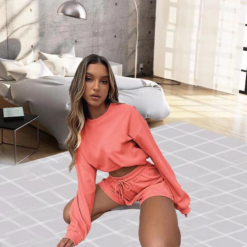 Solid Color Loose-Fitting - Long Sleeves Sweatshirt Set (7517823664216)