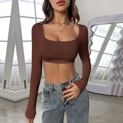 Cropped Knitted Long Sleeves Crop-Top