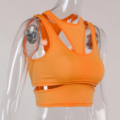 Hollow-Out Cut-Out Sling Cross Tank-Top