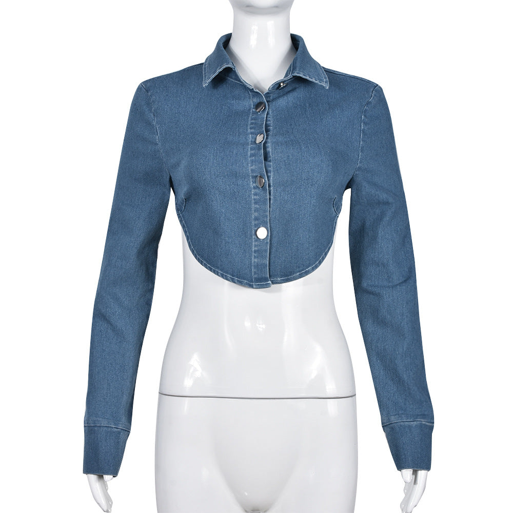 Denim & Denim - Backless Tie-Back Denim Crop-Top (7519157551192)