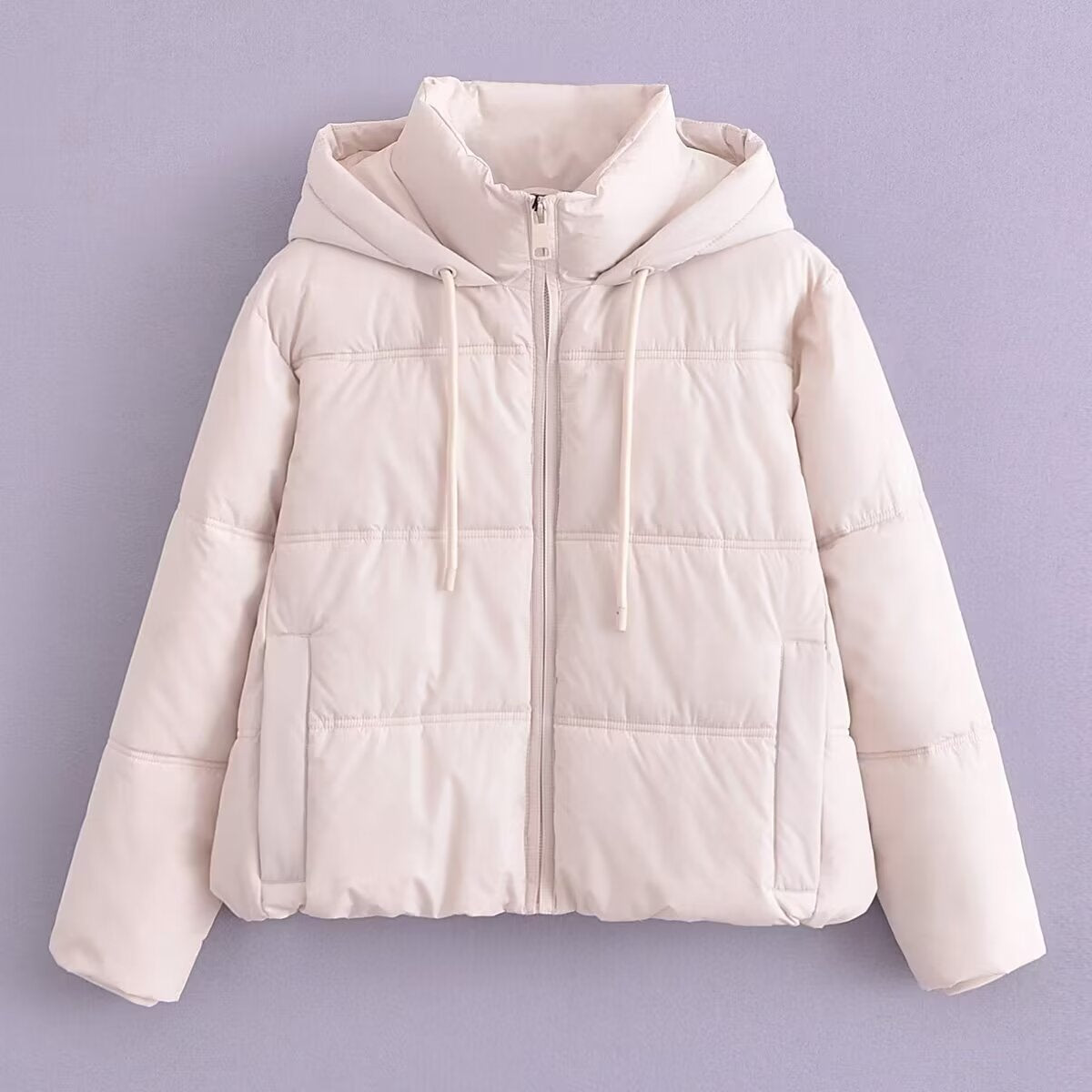 Winter Women Clothing All Match Casual Hooded Cotton Clothing Cotton Coat (7524988125272)