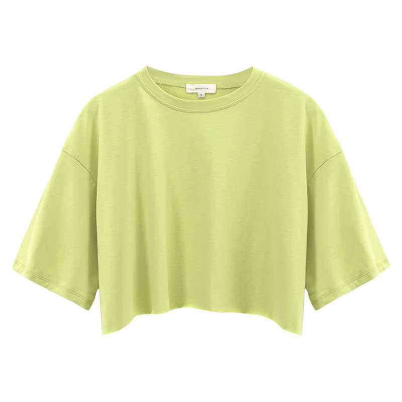 Cotton Solid Color Crop-Top