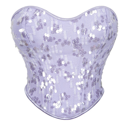Pink Sequin Body Shaping Tube Top Corset (7517948805208)
