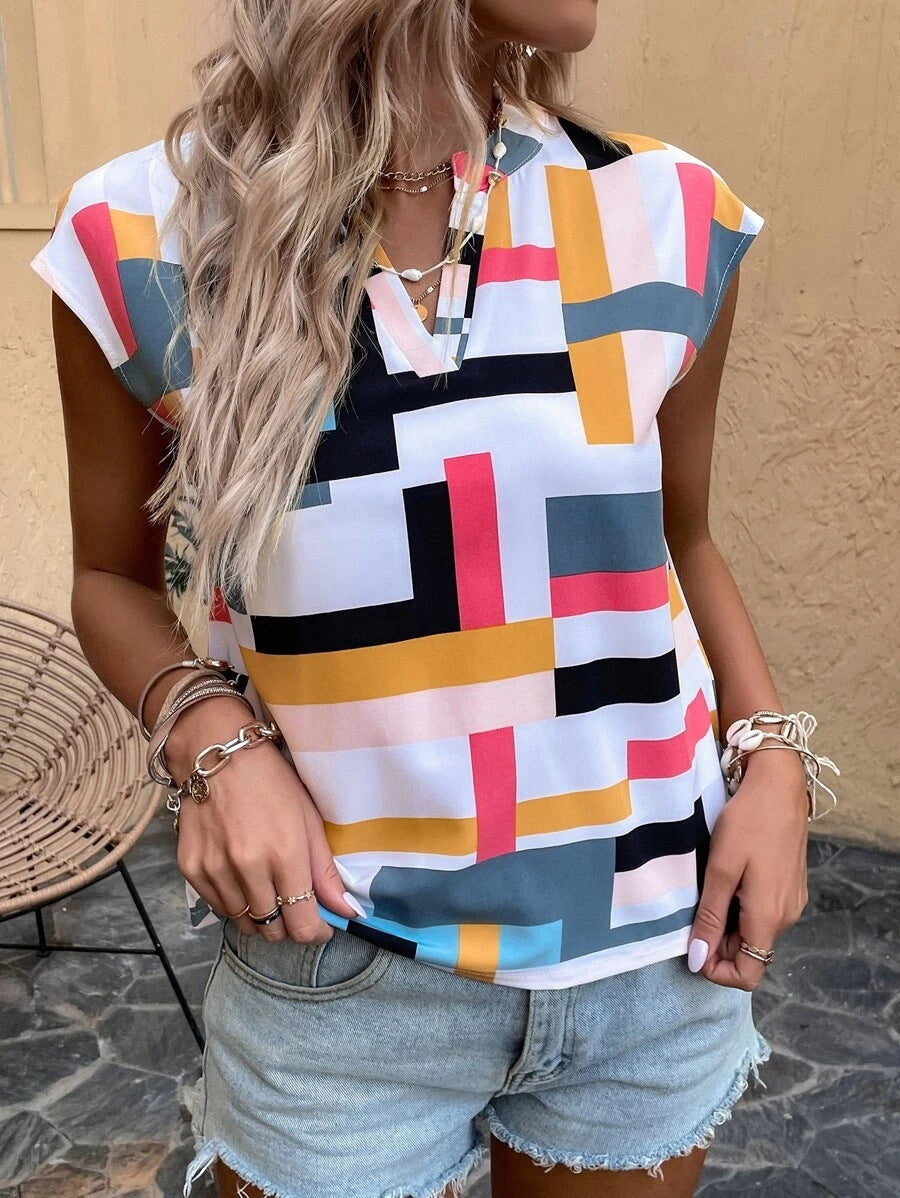 Geographical - Cropped Neckline Batwing Sleeves Pullover Top (7518653644888)