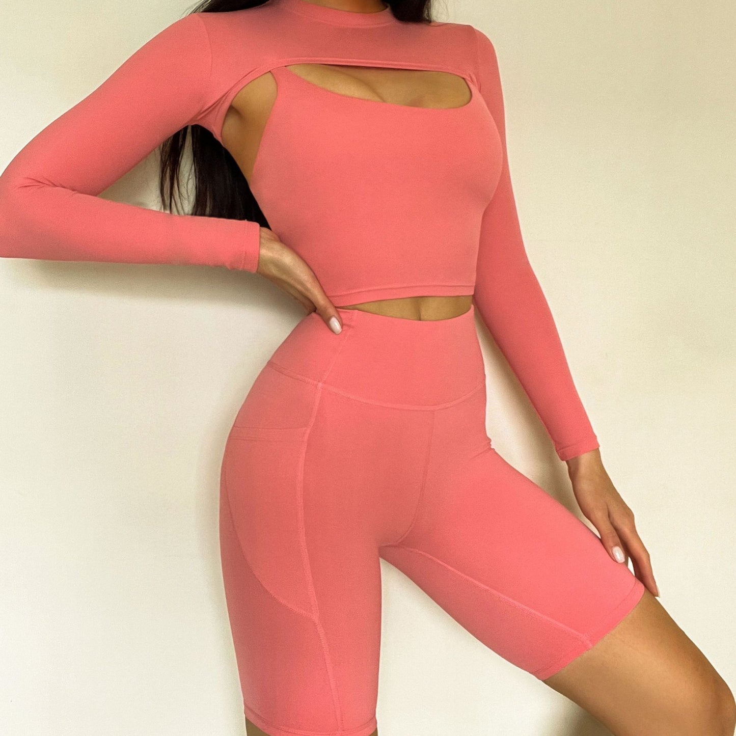 Sling Long Sleeves - T-Shirt Shorts Three-Piece Set (7516865724504)