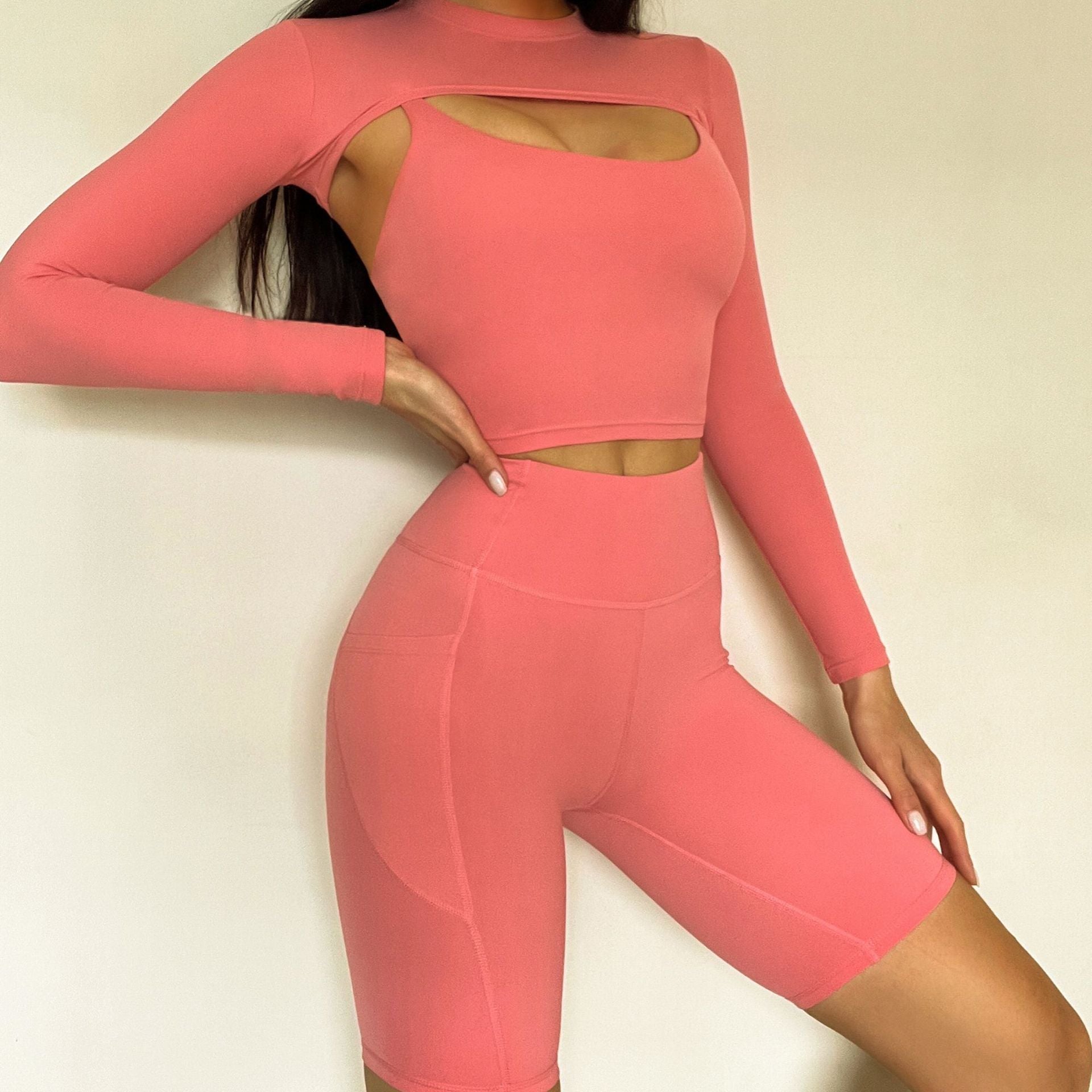 Sling Long Sleeves - T-Shirt Shorts Three-Piece Set (7516865724504)