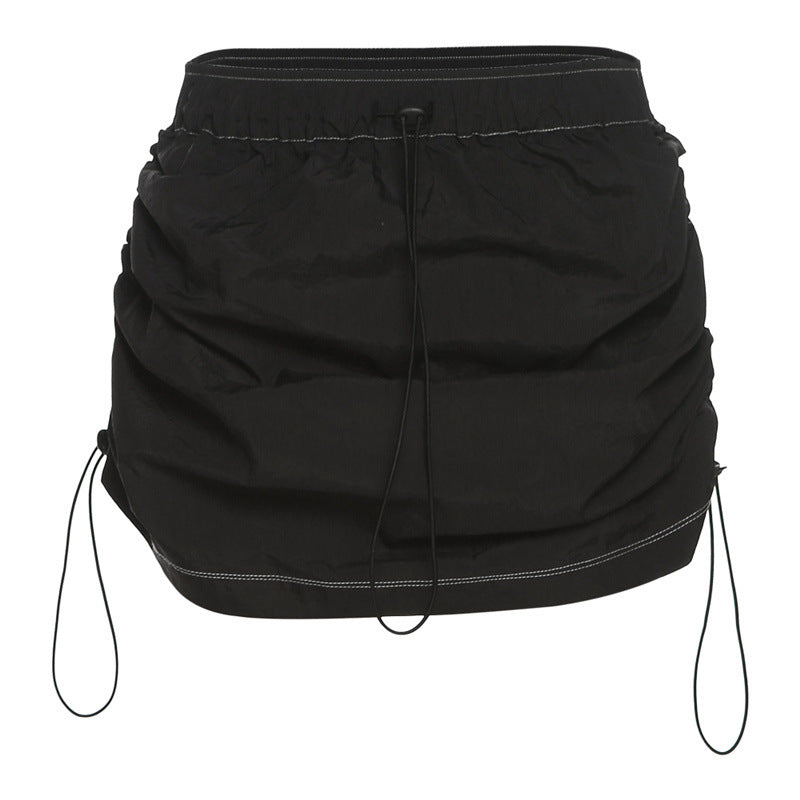 Slim Hip-Bag Drawstrings High-Waist Skirt