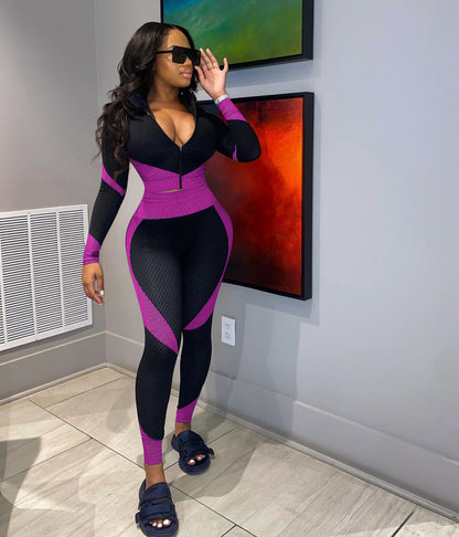 Plus-Size Positioning-Printing Casual Slim-Fit Sportswear Set (7516854747224)