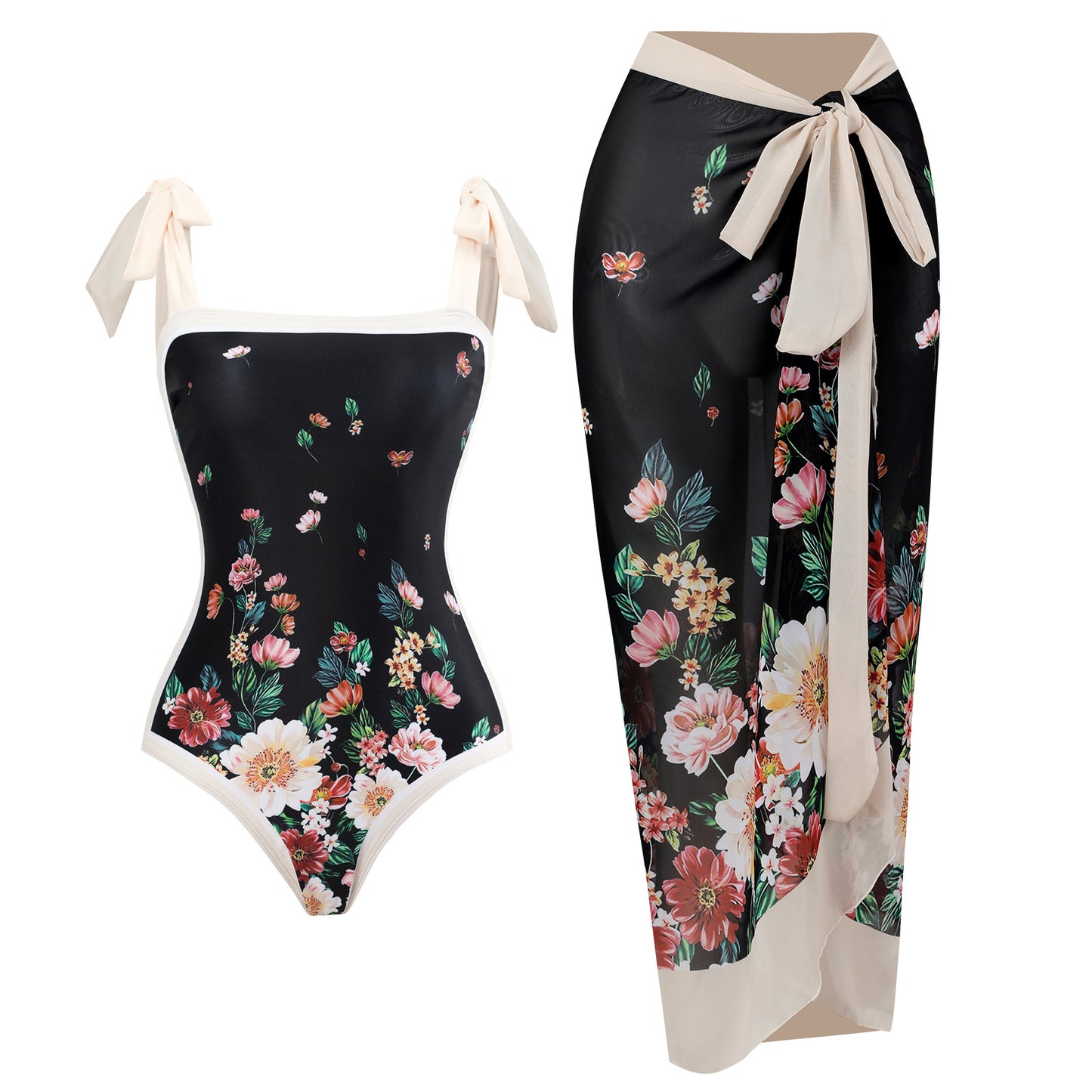 Conservative - One-Piece & Chiffon Blouse Swimsuit Set (7518654398552)