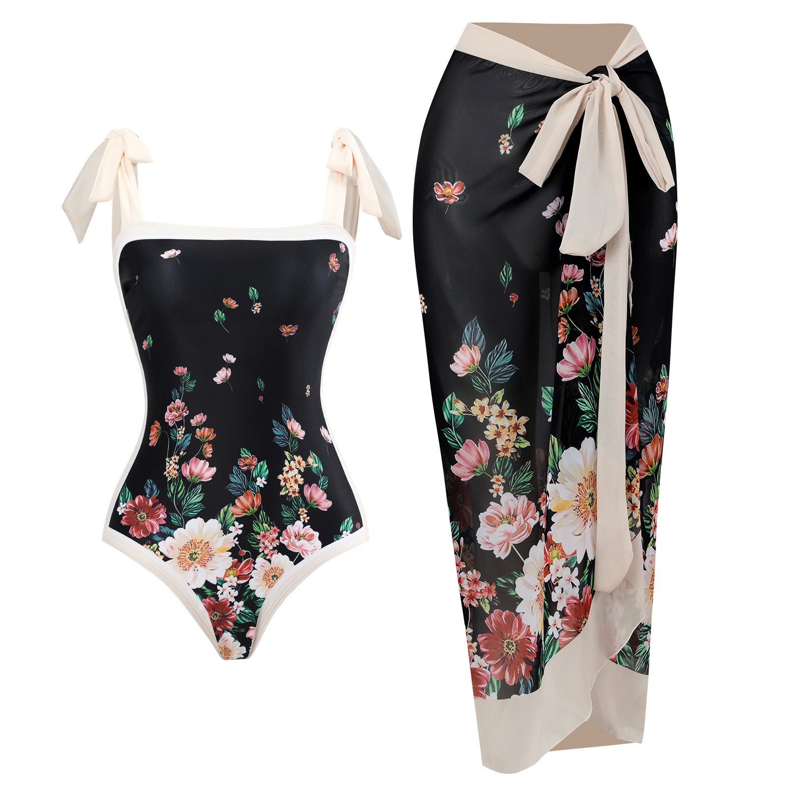 Conservative - One-Piece & Chiffon Blouse Swimsuit Set (7518654398552)
