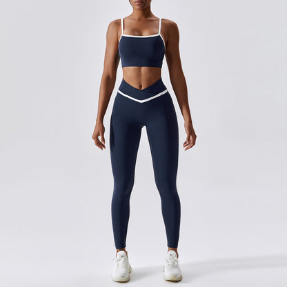 Patchwork High-Low Contrast Color - Yoga Two-Piece Set (7516856942680)