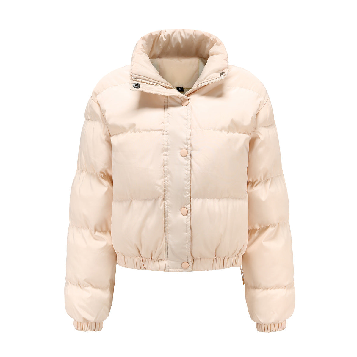 Short Cotton Jacket Long Sleeves High Collar Cotton-Padded Coat (7516616294488)