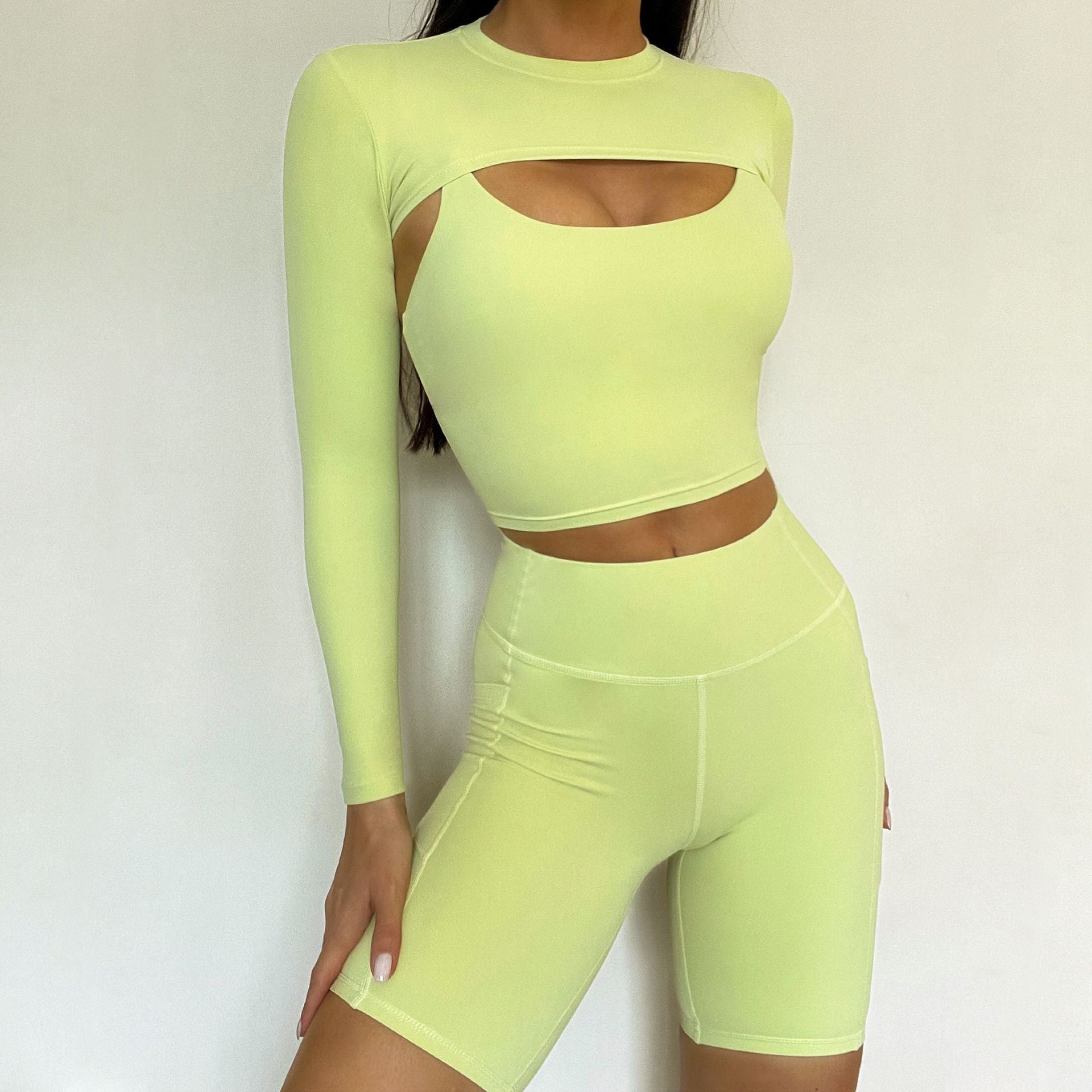 Sling Long Sleeves - T-Shirt Shorts Three-Piece Set (7516865724504)