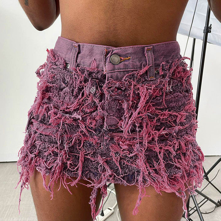 Tassels - Denim Skirt (7520597016664)