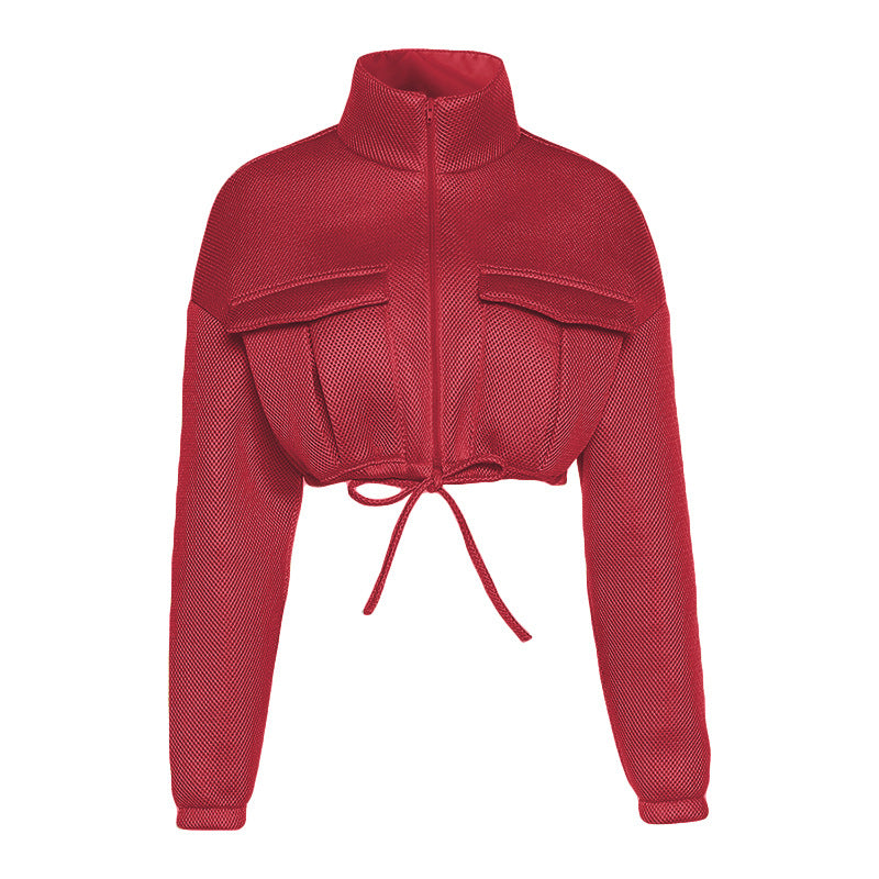Zesty - Cropped Stand Collar Loose Short Jacket (7516640936024)