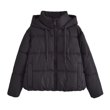 Winter Women Clothing All Match Casual Hooded Cotton Clothing Cotton Coat (7524988125272)