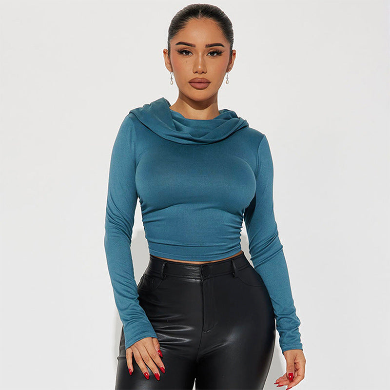 Hooded - Cropped Hooded T-Shirt Top (7516558524504)