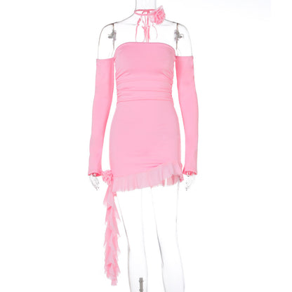 Ruffles Sheath Tube-Top Dress (7517927800920)
