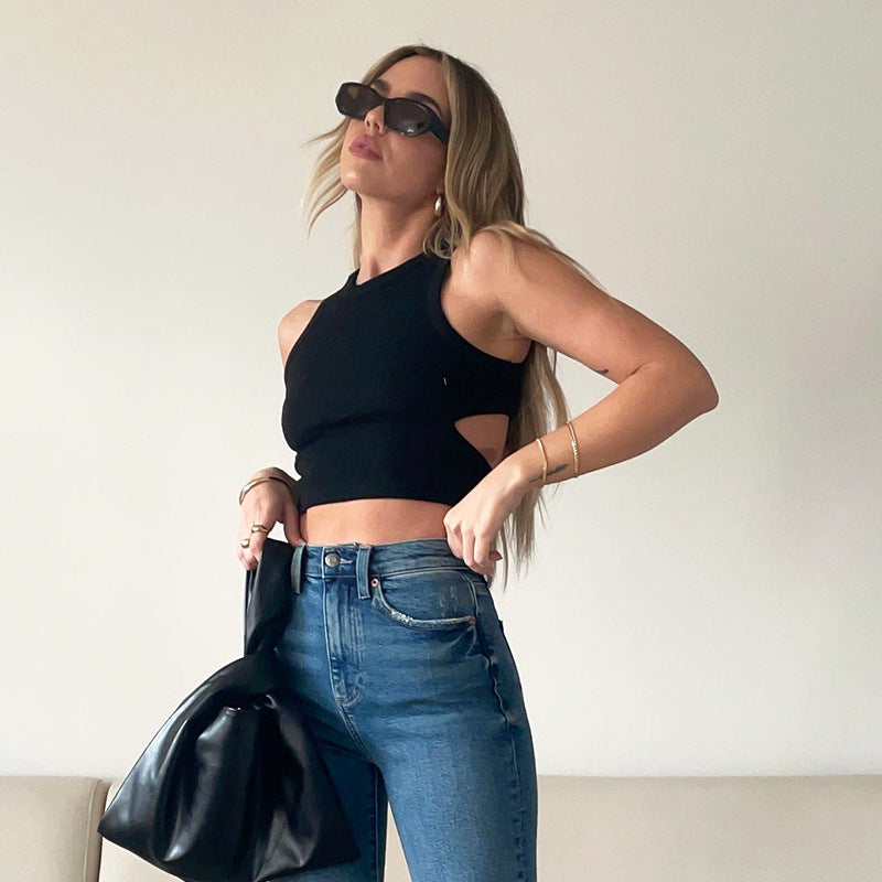 Hollow-Out Cut-Out Tank Top Crop-Top