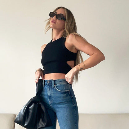 Hollow-Out Cut-Out Tank Top Crop-Top